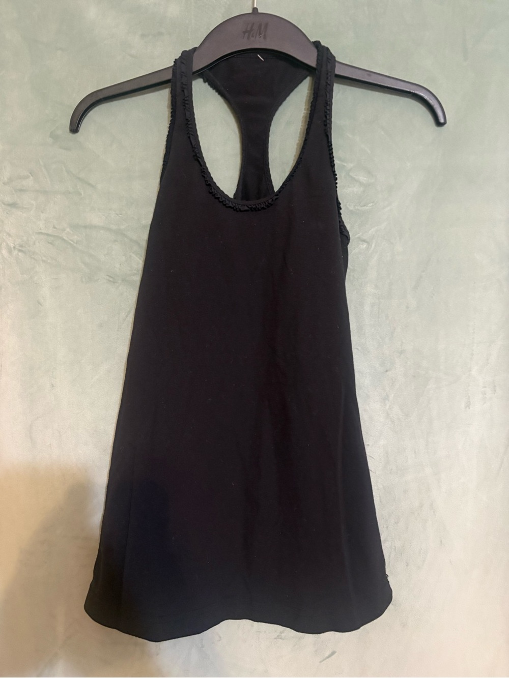 Lululemon Ruffle Trim Black Racerback Tank Top 🌵